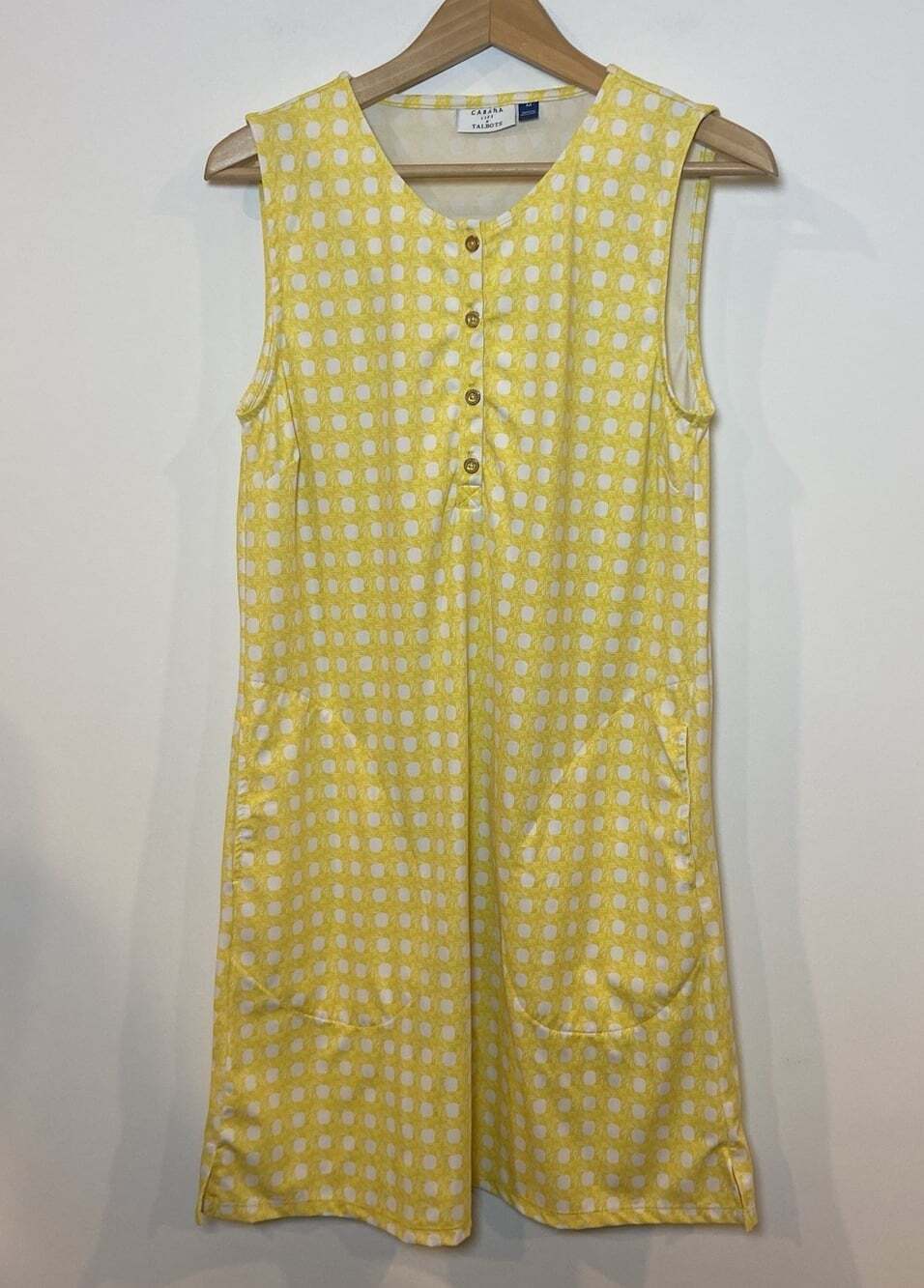 Cabana Life Talbots Sun Mosaic Swim Cover Up Sleeveless Yellow White Vacation M